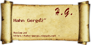 Hahn Gergő névjegykártya