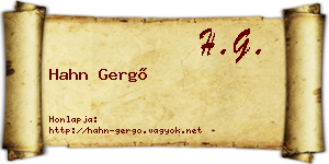 Hahn Gergő névjegykártya